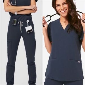 Figs scrub set, Dark Harbor, Casma top & Yola skinny pant, Small